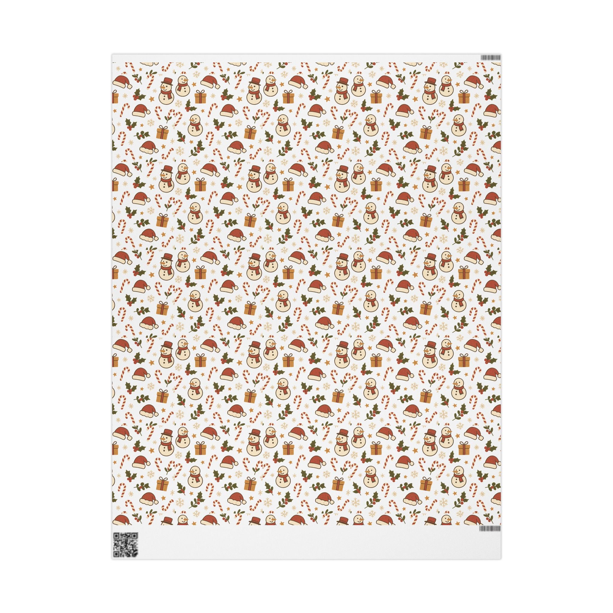 Christmas Pattern Wrapping Paper — Cute Snowmen, Santa Hats & Candy Canes Gift Wrap
