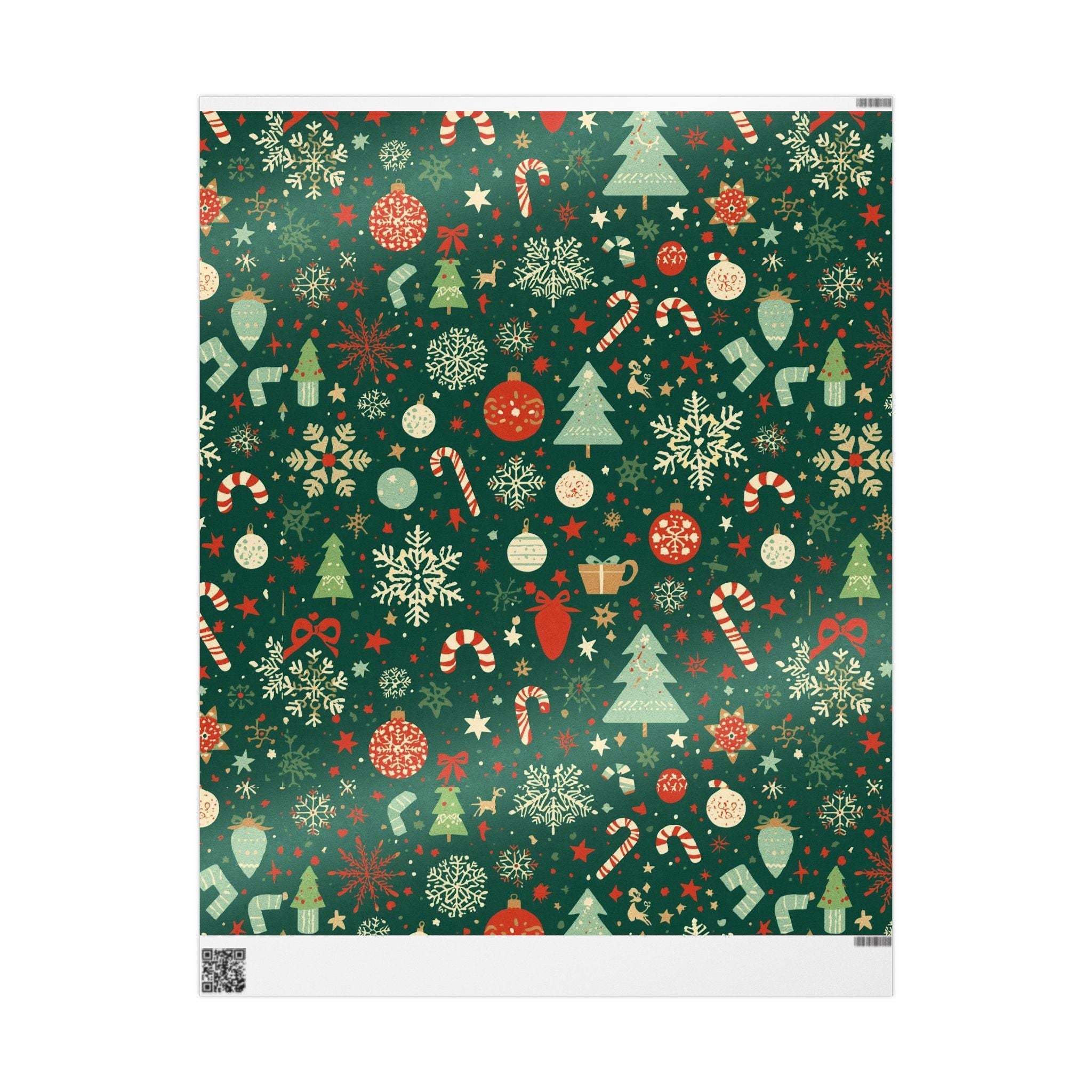 Christmas Pattern Wrapping Paper – Festive Trees, Candy Canes & Ornaments Gift Wrap