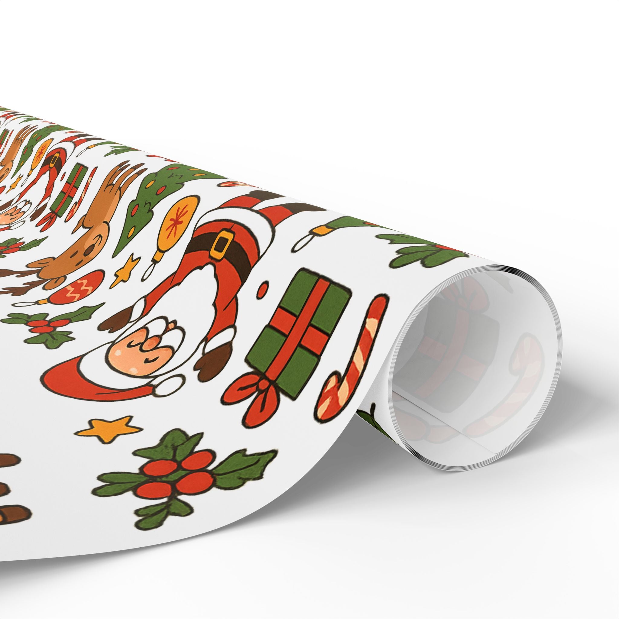 Christmas Wrapping Paper – Cute Santa, Reindeer & Holiday Icons Gift Wrap