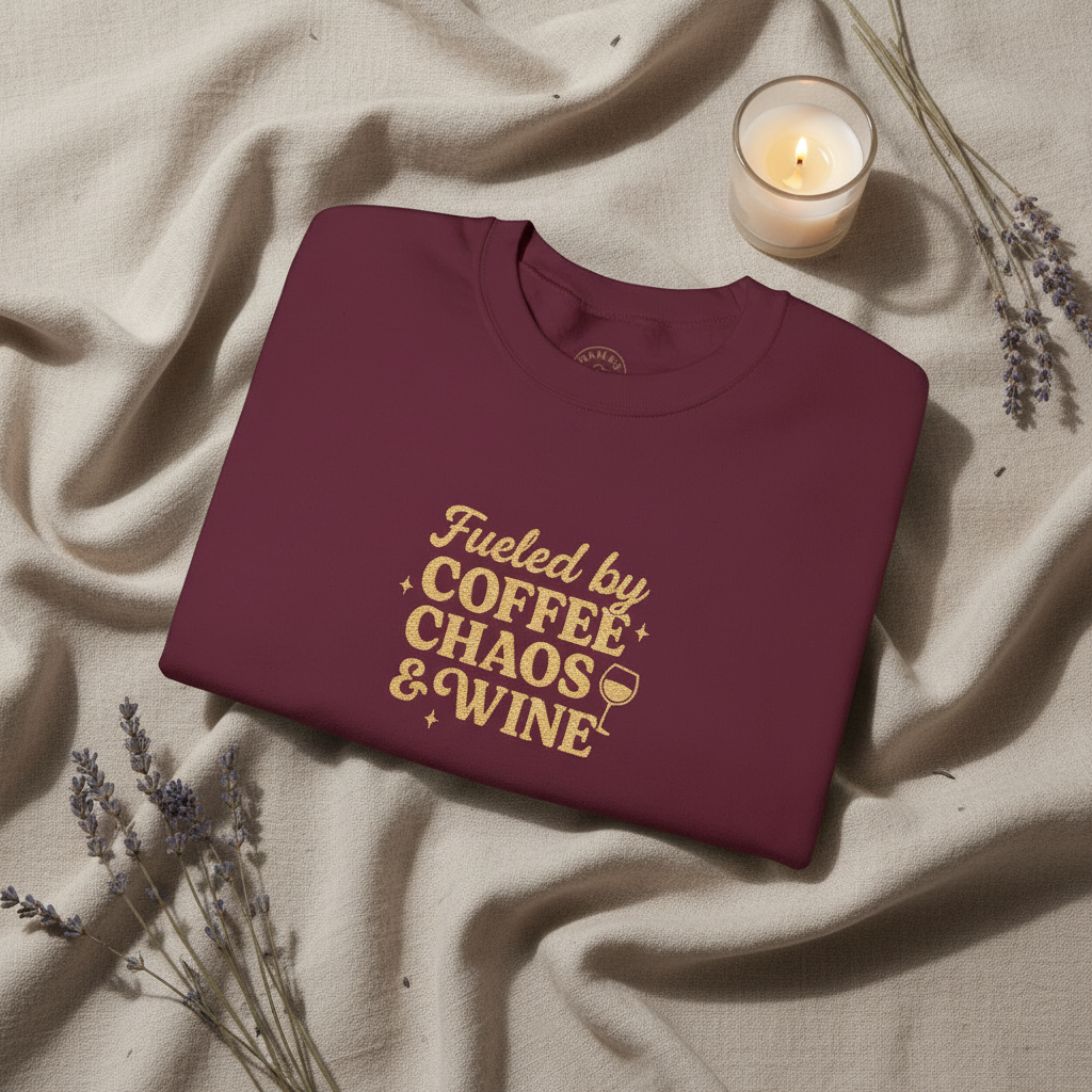 “Fueled by Coffee Chaos & Wine” Sweatshirt