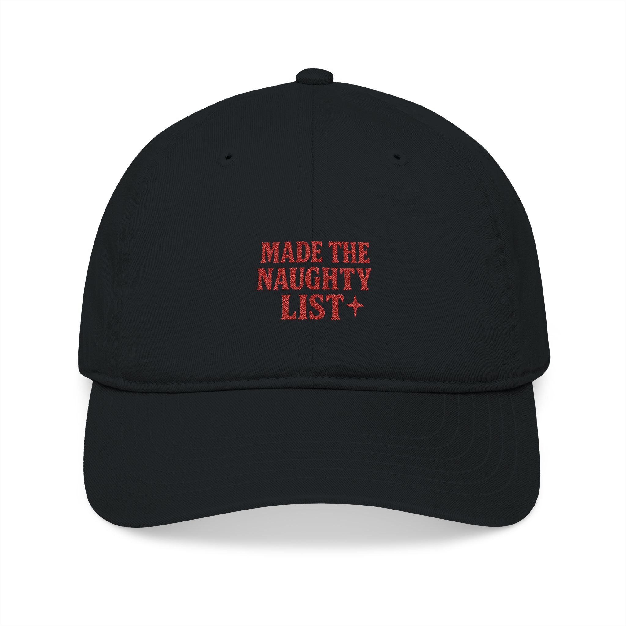 Embroidered 'Made the Naughty List' Organic Baseball Cap