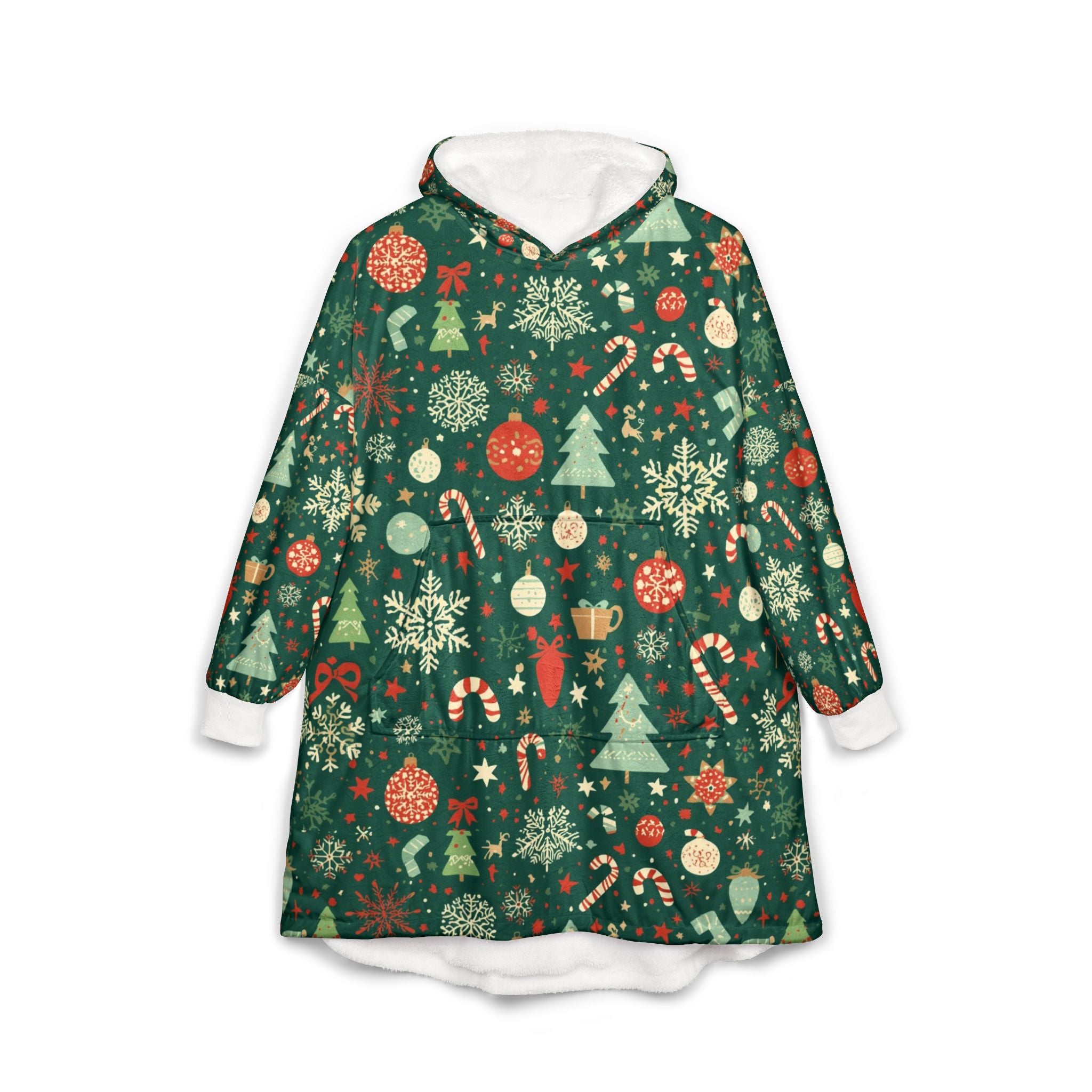 Christmas Hooded Blanket — Cozy Holiday Patterned Wearable Throw