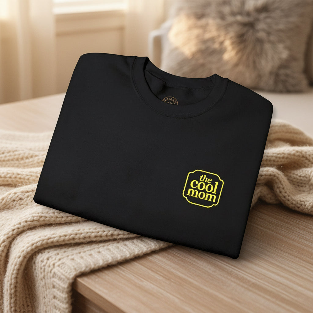 “The Cool Mom” Sweatshirt — Retro Yellow Badge