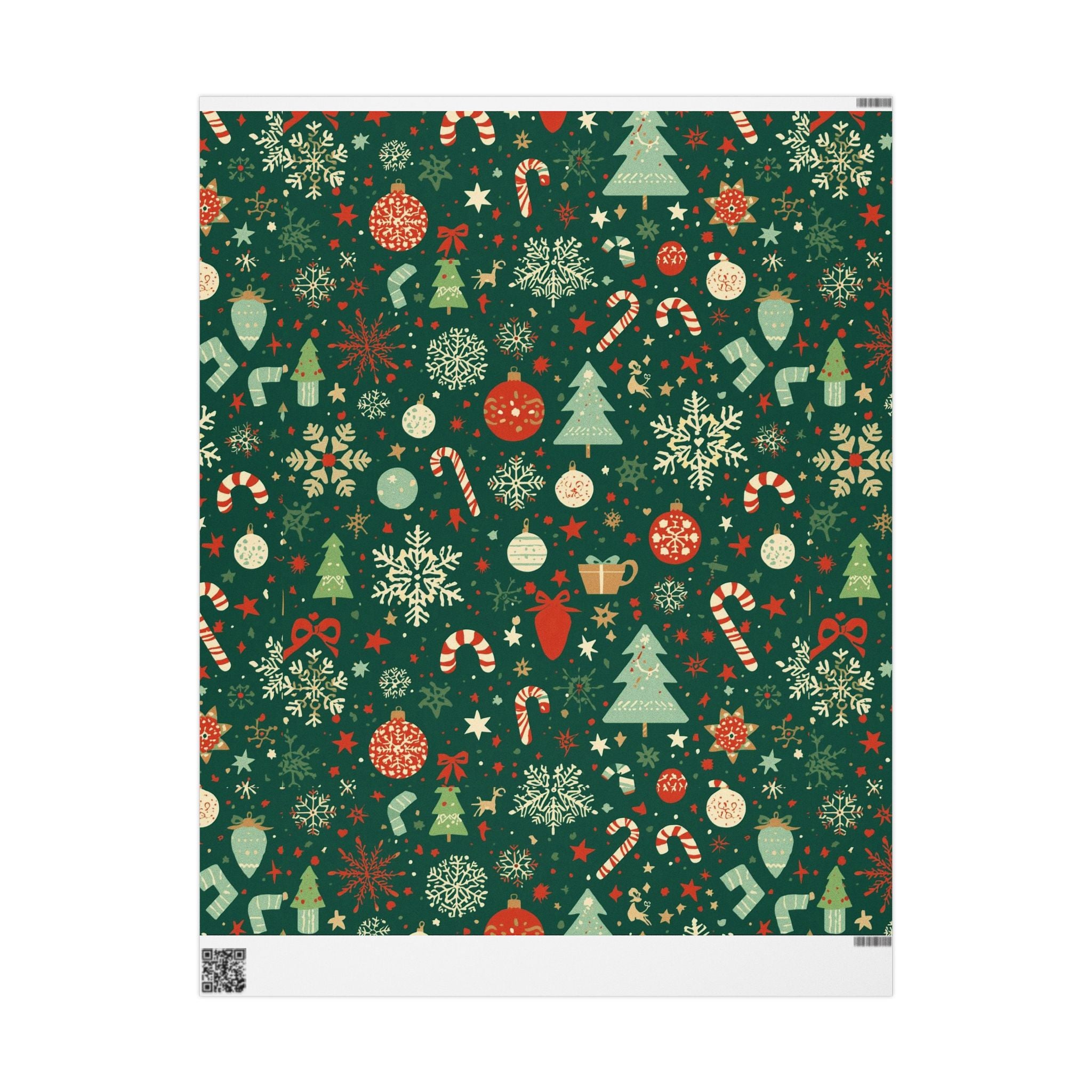 Christmas Pattern Wrapping Paper – Festive Trees, Candy Canes & Ornaments Gift Wrap