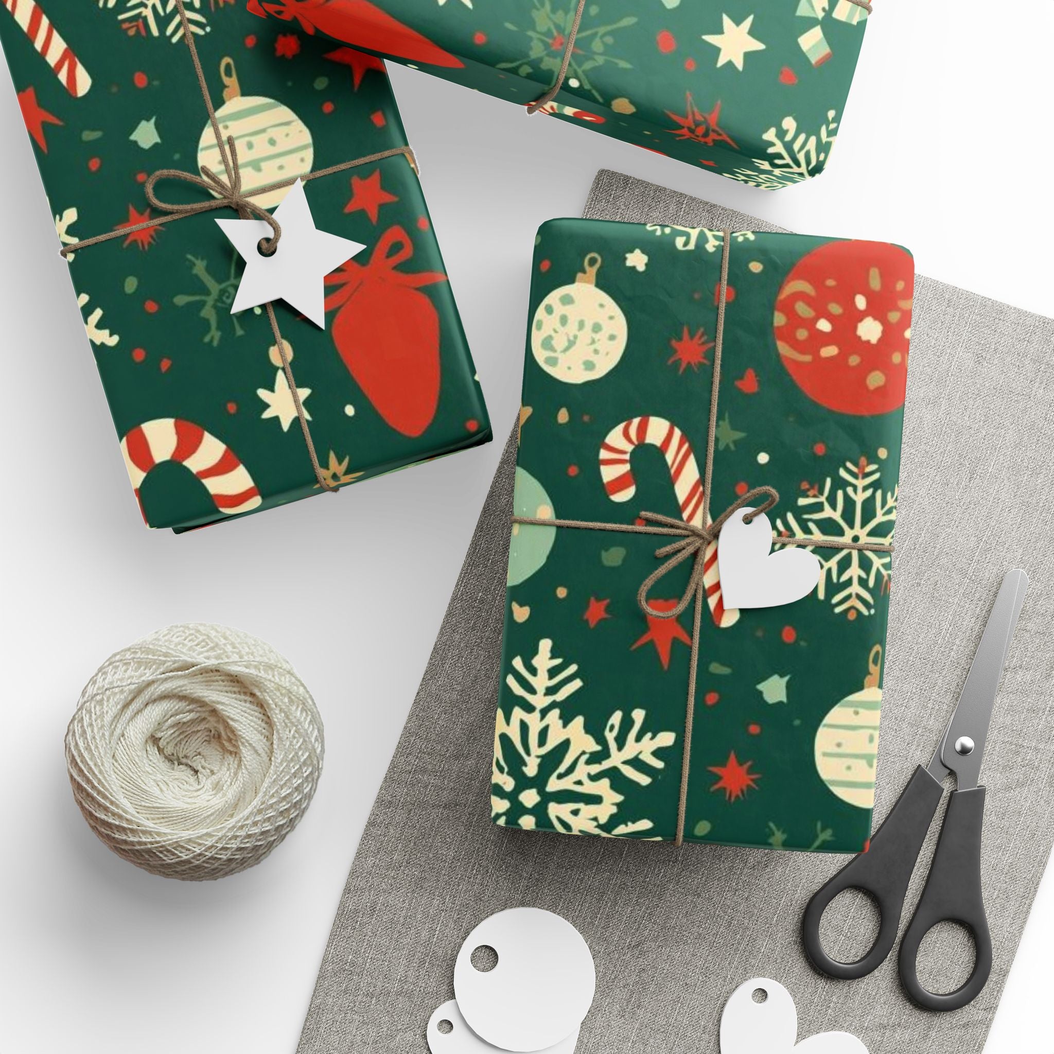 Christmas Pattern Wrapping Paper – Festive Trees, Candy Canes & Ornaments Gift Wrap