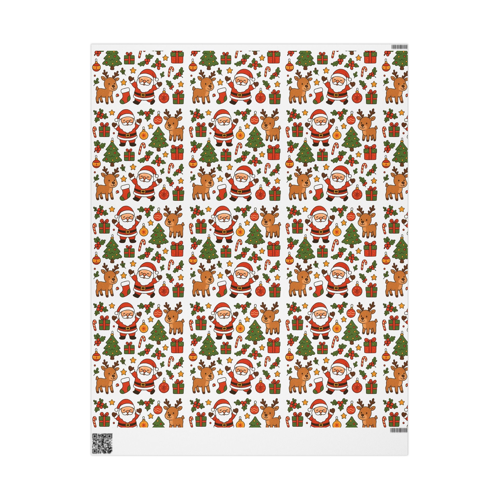 Christmas Wrapping Paper – Cute Santa, Reindeer & Holiday Icons Gift Wrap