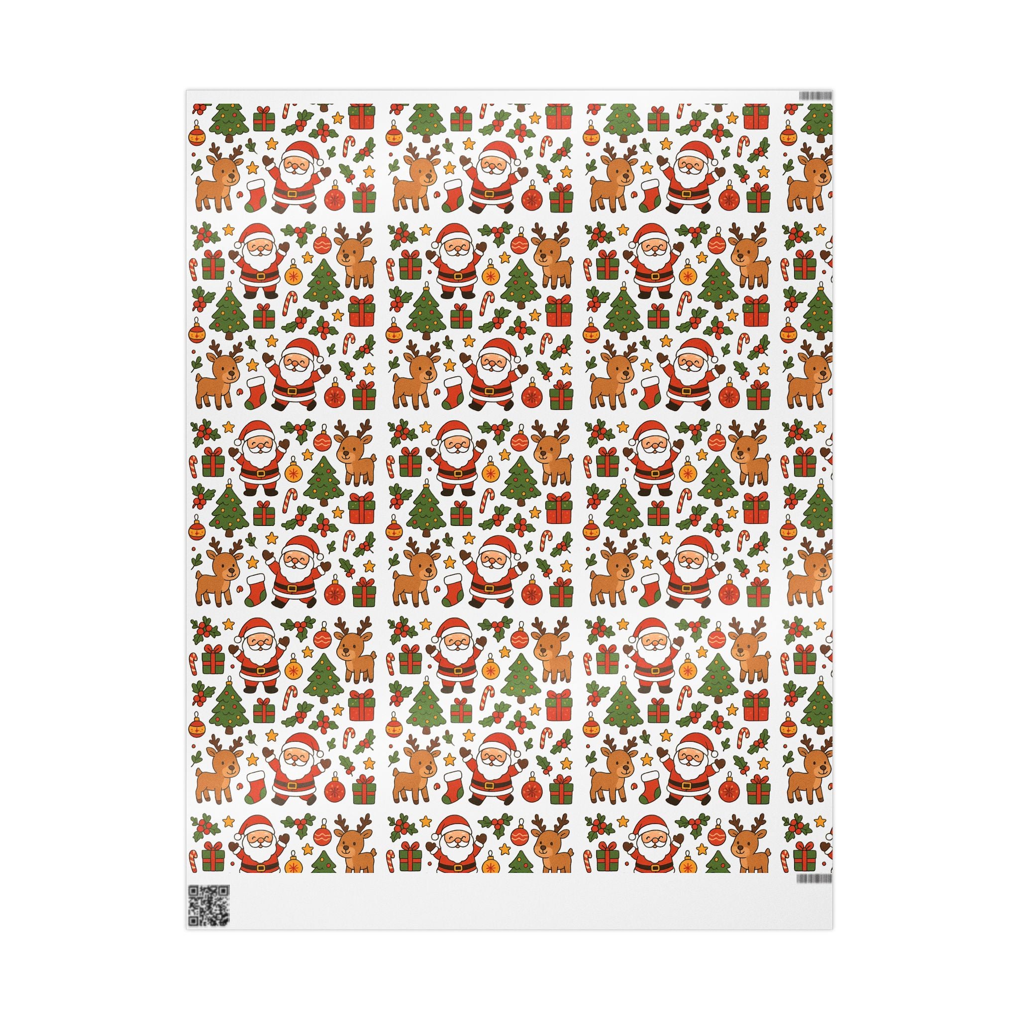 Christmas Wrapping Paper – Cute Santa, Reindeer & Holiday Icons Gift Wrap